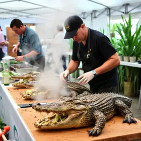 carne de jacaré do Cuniã